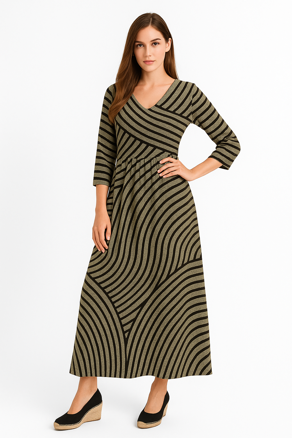 Celia - Vintage Striped Midi Dress