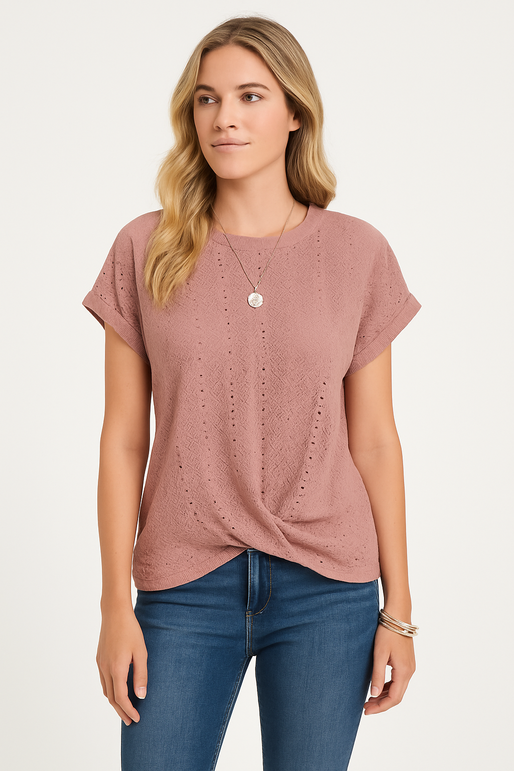 Luna - Twist Hem Crew Neck Tee