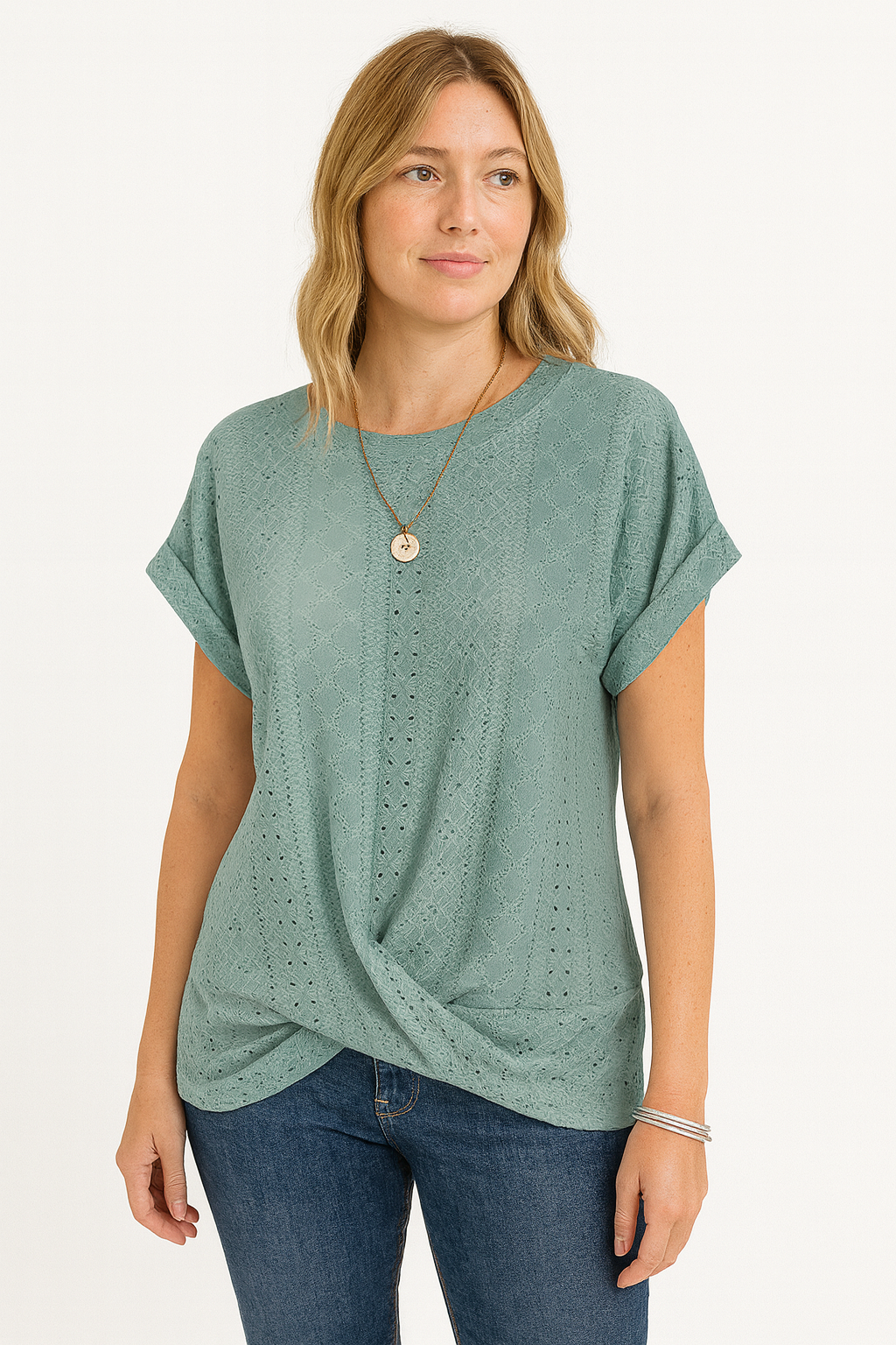 Luna - Twist Hem Crew Neck Tee