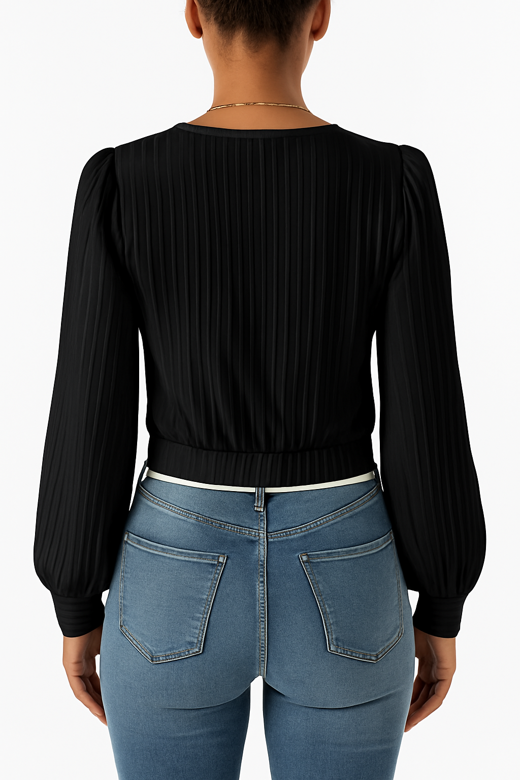 Plain Blouse with Lantern Sleeves