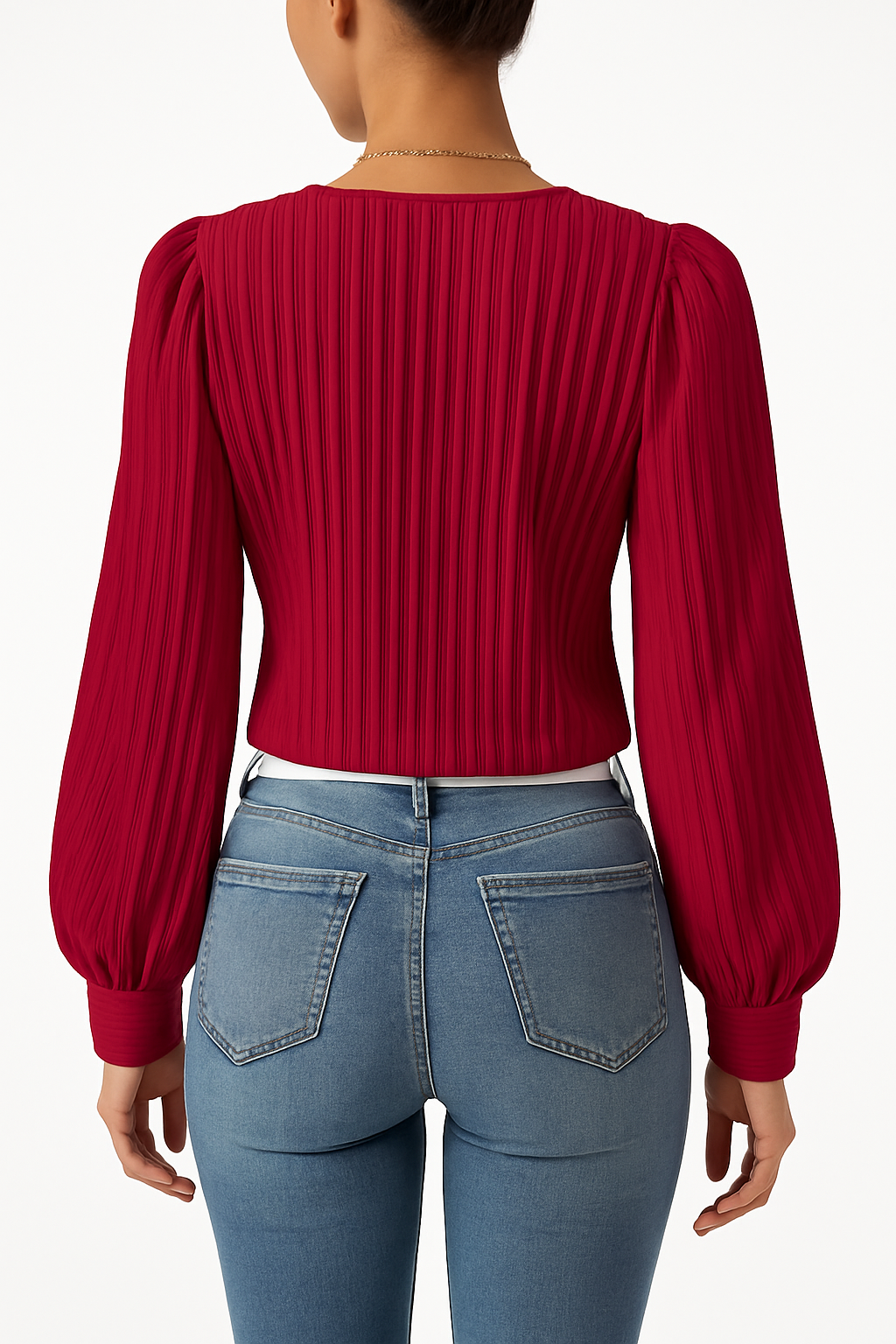 Plain Blouse with Lantern Sleeves