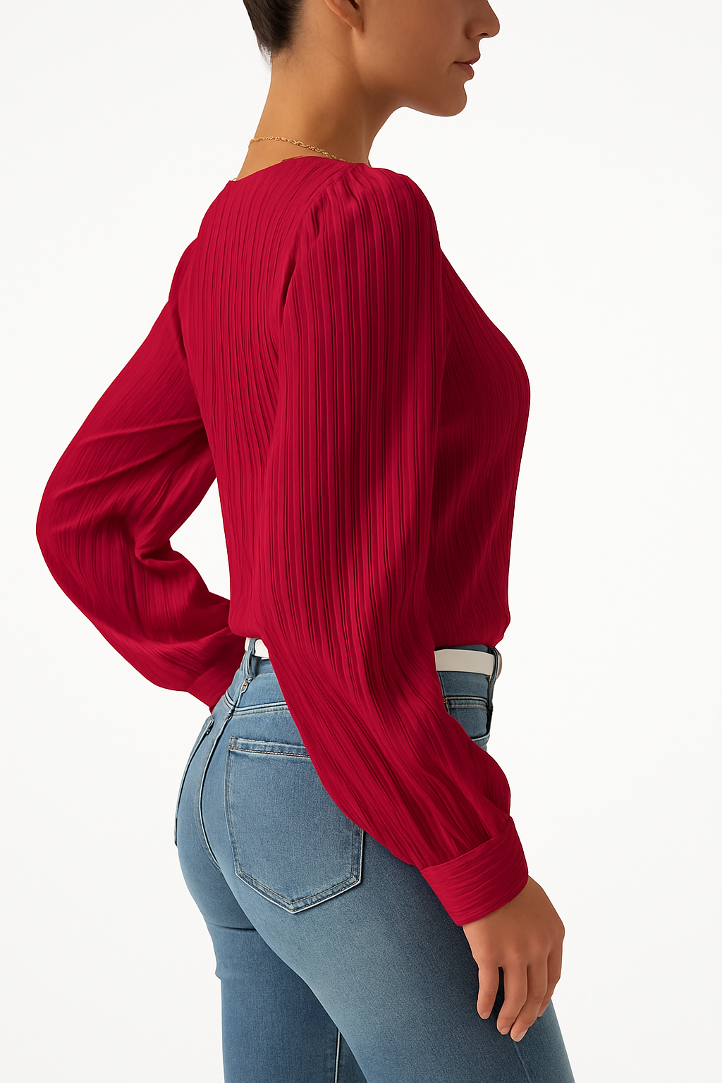 Plain Blouse with Lantern Sleeves