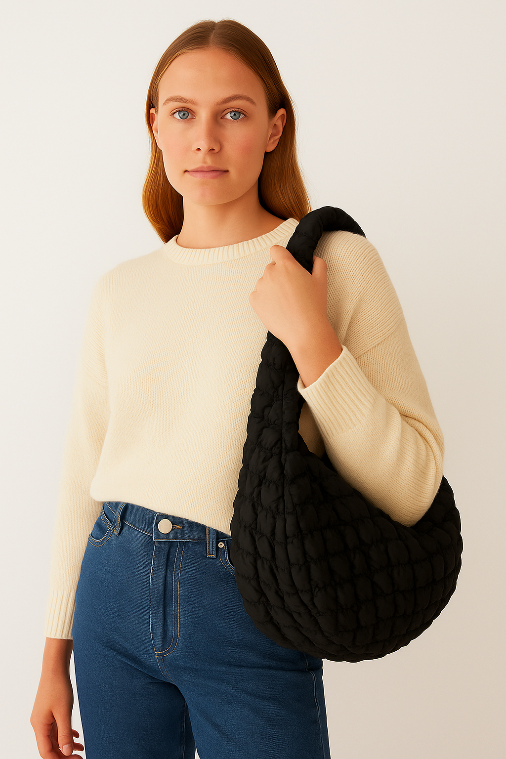 Ruched Tote Handbag